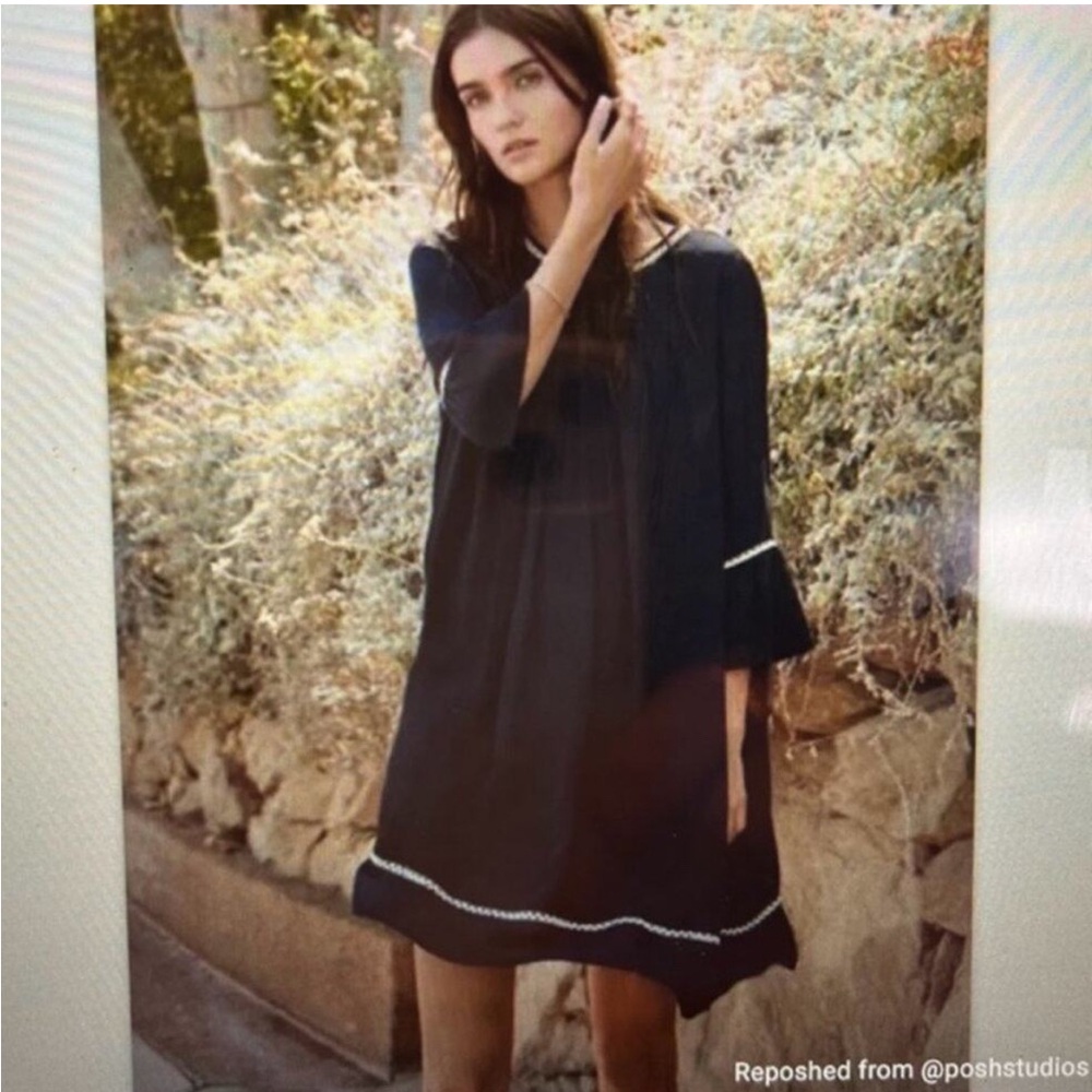 Velvet by Graham & Spencer Black Pintuck Pleat Babydoll Dress Sz Large